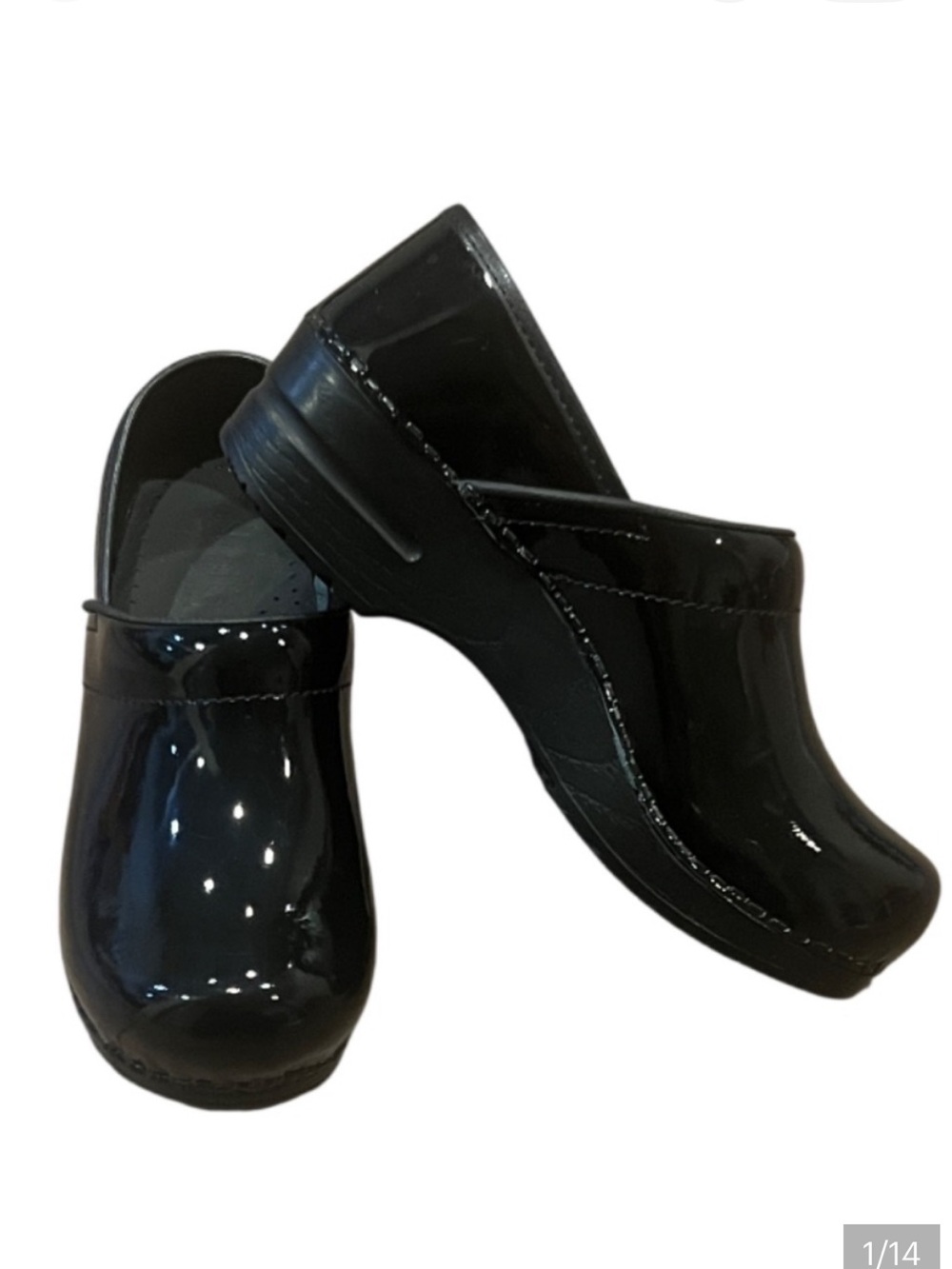 Sanita Pro Patent Glossy Black Clogs Medical Nurse CNA Healthcare EU 37